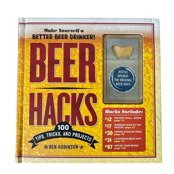 Beer Hacks Book Ben Robinson Tips Tricks bottle opener Gift Funny Gag New Dad - Picture 1 of 12